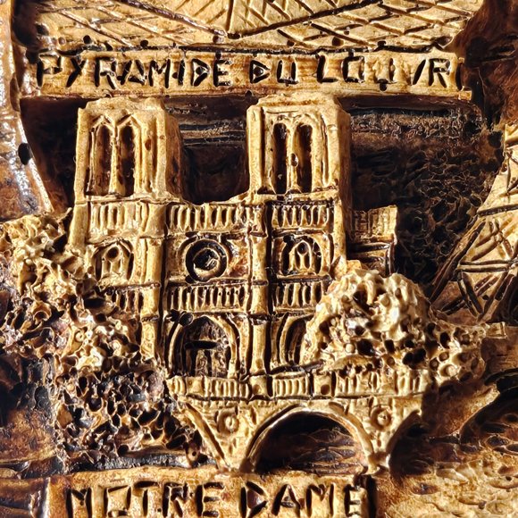 Rare Mid Century Round Chalkware Paris Souvenir Plate 6.25" Parisian Scene 3D - Picture 14 of 15